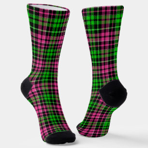 Rosa und grün kariert Tartan Schwarz Socken