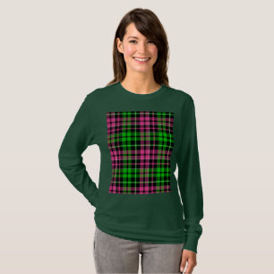 Rosa und grün kariert Tartan Schwarz T-Shirt