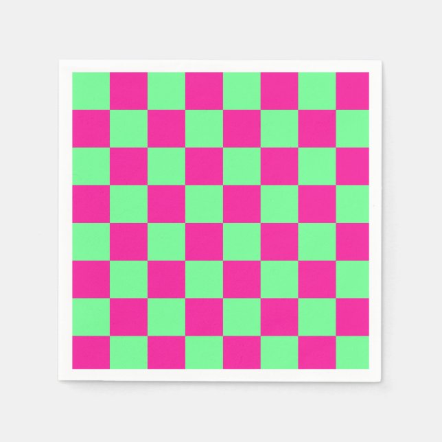 Rosa und grün kariertes Druckmuster Serviette (Vorderseite)