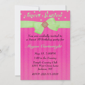 Rosa und grüne 16 . Geburtstag Geburtstag Einladun Einladung