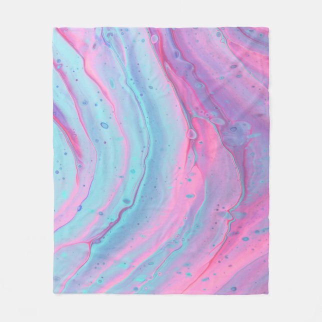 Rosa und grüne abstrakte Kunst Fleecedecke (Vorderseite)