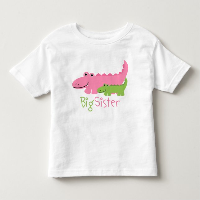 Rosa und grüne Alligatoren Große Schwester Kleinkind T-shirt (Vorderseite)