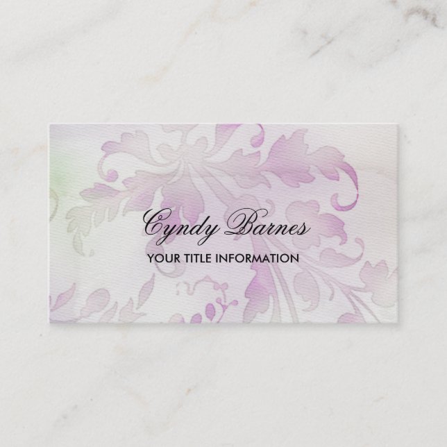 Rosa und grüne Aquarellblumen Visitenkarte (Vorderseite)