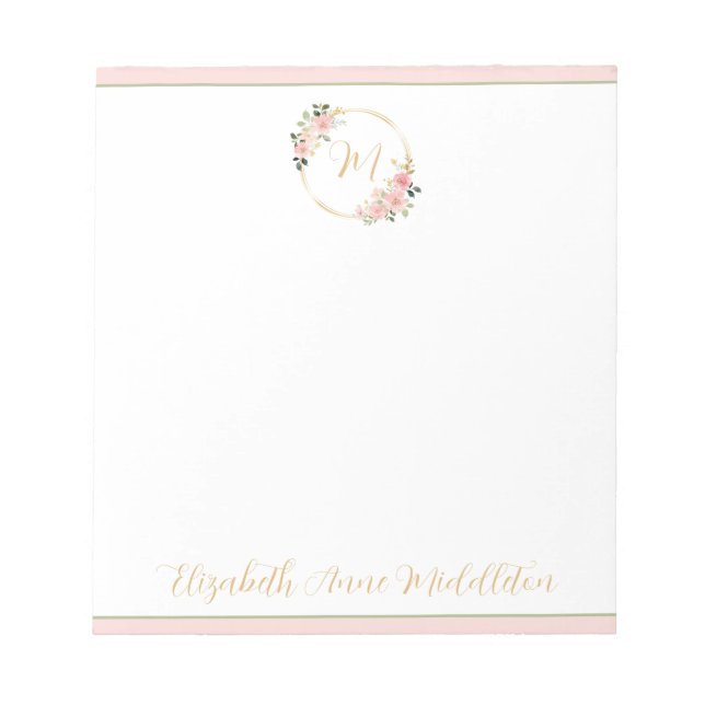 Rosa und grüne Aquarellfarben Notizblock (Vorderseite)