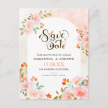 Rosa und grüne Aquarellfarben Save the Date