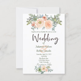 Rosa und grüne Aquarellkirche Einladung zur Hochze