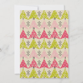 Rosa und grüne Bäume mit Schneeflocken Feiertagskarte
