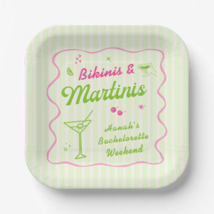 Rosa und Grüne Bikinis und Martins Junggesellenabs Pappteller