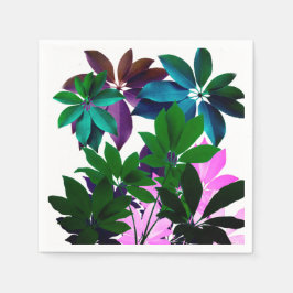 Rosa und grüne Blätter Cocktail Napkin Serviette