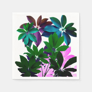 Rosa und grüne Blätter Cocktail Napkin Serviette