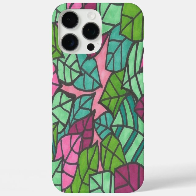 Rosa und grüne Blätter drucken Case-Mate iPhone Hülle (Rückseite)