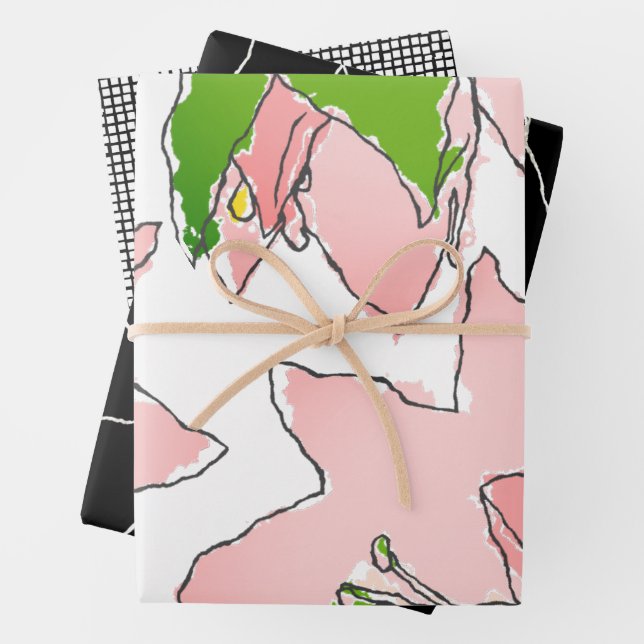 Rosa und grüne Blume AKA Studentinnenverbindung Geschenkpapier Set (Beispiel)