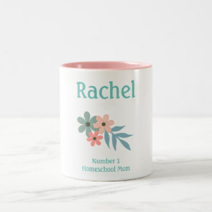 Rosa und grüne Blume Homeschool Mama Zweifarbige Tasse
