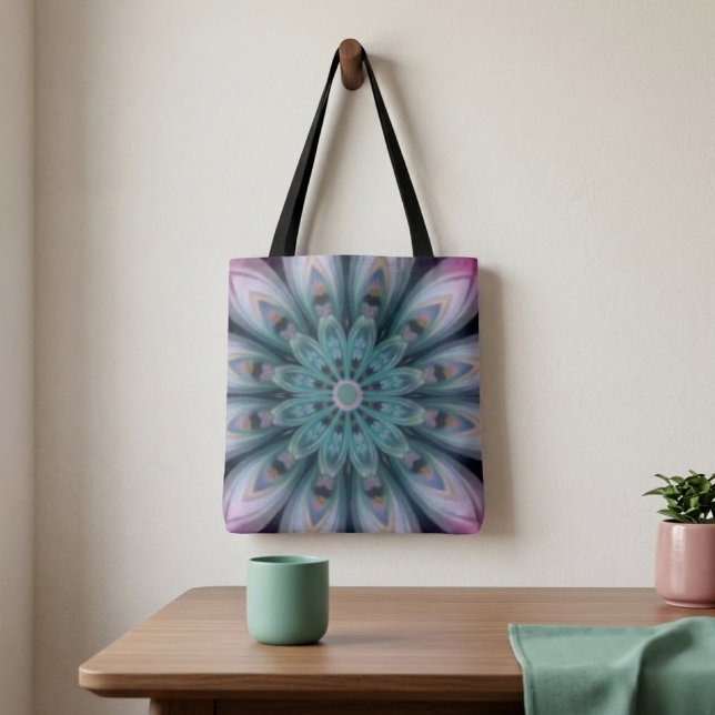 Rosa und grüne Blume Mandala Tasche (Von Creator hochgeladen)