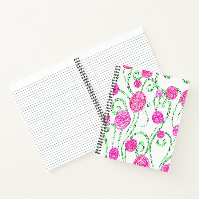 Rosa und grüne Blume Notizbuch (Innenseite)