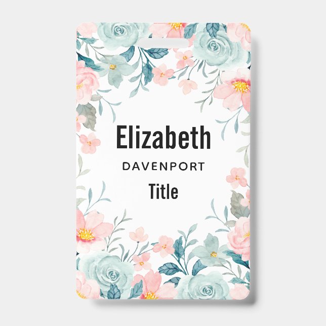 Rosa und grüne Blumenrinnen Ausweis (Front)