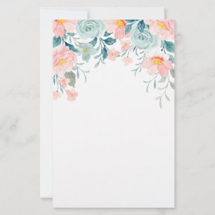 Rosa und grüne Blumenrinnen Briefpapier