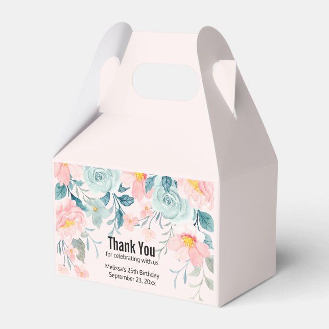 Rosa und grüne Blumenrinnen Geschenkschachtel (Vorderseite)