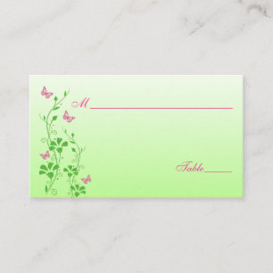 Rosa und grüne Blüte mit Schmetterlingen-Platzkart Platzkarte