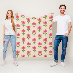 Rosa und grüne Blüten Fleecedecke