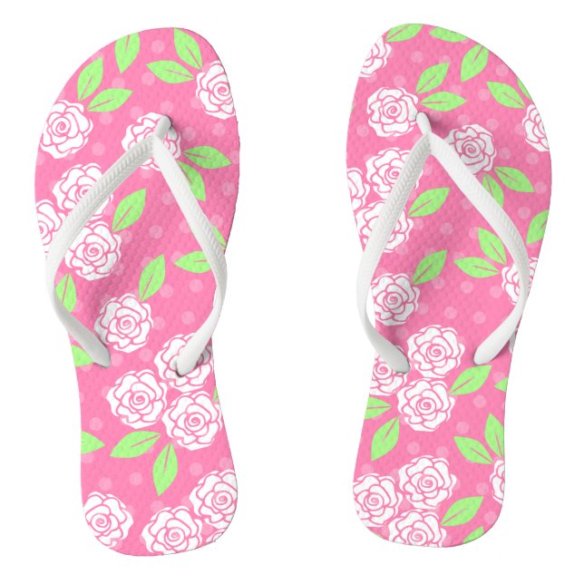 Rosa und grüne Blüten Flip Flops (Fußbett)