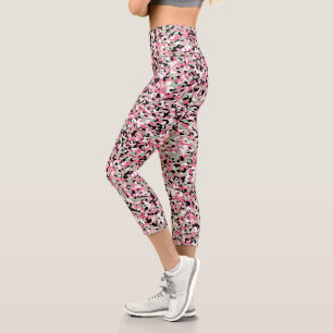 Rosa und grüne Camouflage Capri Leggings