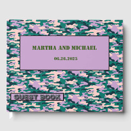 Rosa und grüne Camouflage Hochzeitshaus Gästebuch