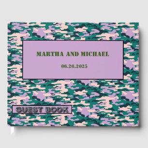 Rosa und grüne Camouflage Hochzeitshaus Gästebuch