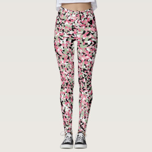 Rosa und grüne Camouflage Leggings