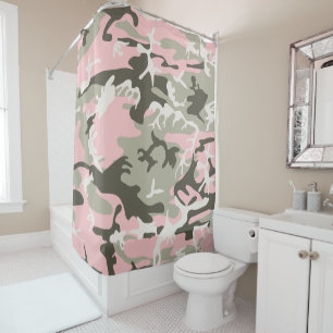 Rosa und grüne Camouflage, Militär, Armee Duschvorhang