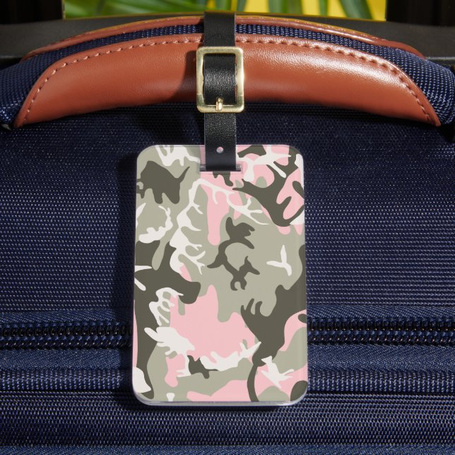Rosa und grüne Camouflage, Militär, Armee Gepäckanhänger (Vorderseite Insitu 2)