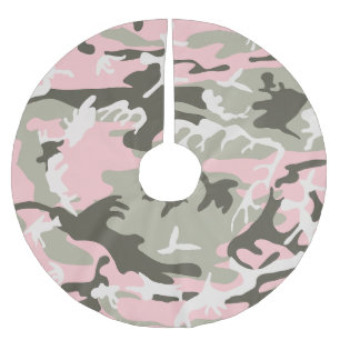 Rosa und grüne Camouflage, Militär, Armee Polyester Weihnachtsbaumdecke