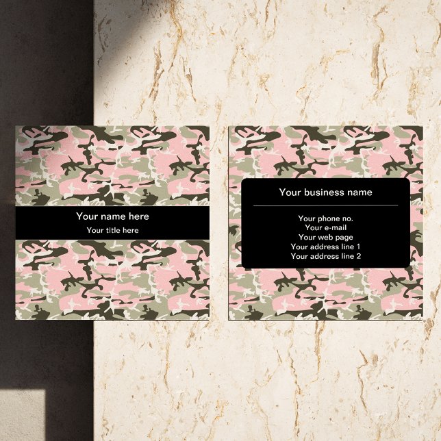 Rosa und grüne Camouflage, Militär, Armee Quadratische Visitenkarte (Von Creator hochgeladen)