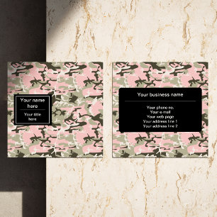 Rosa und grüne Camouflage, Militär, Armee Quadratische Visitenkarte