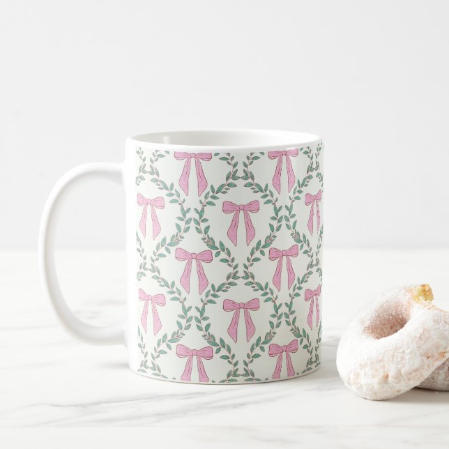 Rosa und grüne Coquette Weinberge Glossare Tasse (Mit Donut)