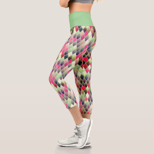 Rosa und grüne Diamanten Capri Leggings