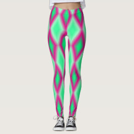 Rosa und grüne Diamantform Leggings