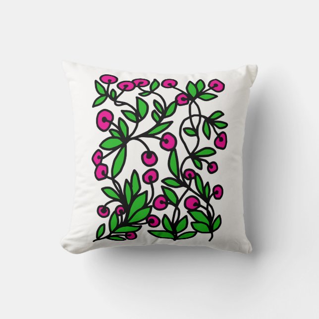 Rosa und grüne Doodle Kissen (Vorderseite)