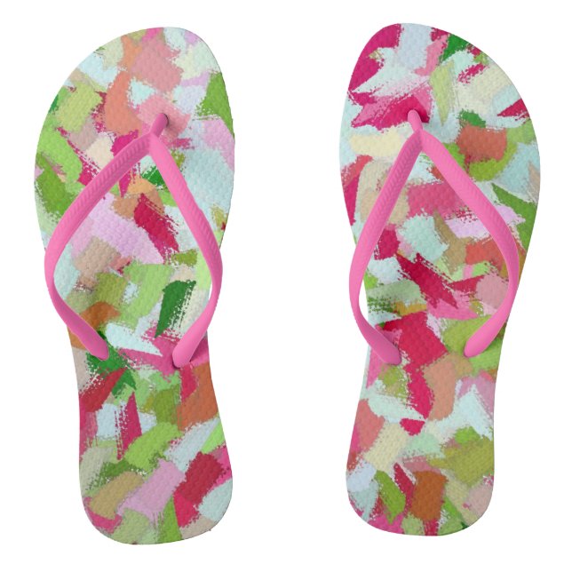 Rosa und grüne Farbtupfer Flip Flops (Fußbett)