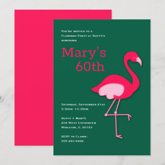 Rosa und grüne Flamingo-Party Einladungen