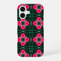 Rosa und grüne Floral-iPhone-Hülle mit Namen