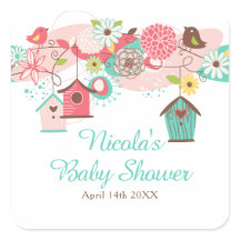 Rosa und grüne florale Vogelkäfige Baby Shower
