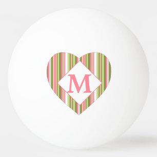 Rosa und grüne Frühlingsstreifen Mit Monogramm Her Tischtennisball
