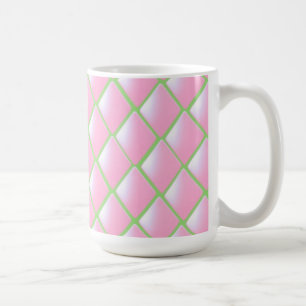Rosa und grüne gesteppte Diamanten Tasse
