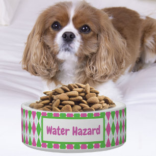 Rosa und grüne Golf-Diamanten-Wasserhindernis-Hund Napf