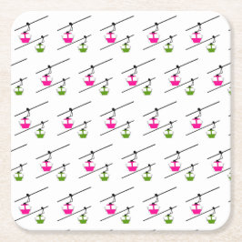 Rosa und grüne Gondeln Rechteckiger Pappuntersetzer