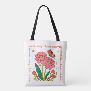 Rosa und grüne Groovy Illustrative Tasche