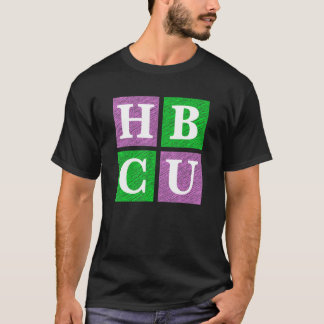 Rosa und Grüne HBCU-Blockbuchstaben T-Shirt