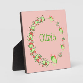 Rosa und grüne Herzen und Schmetterlingswischtable Fotoplatte