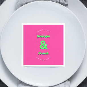 Rosa und grüne Hochzeit oder Engagement Party Serviette